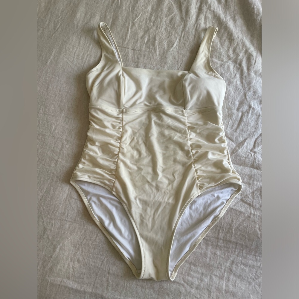 Old Navy Cream/White One Piece Swimsuit